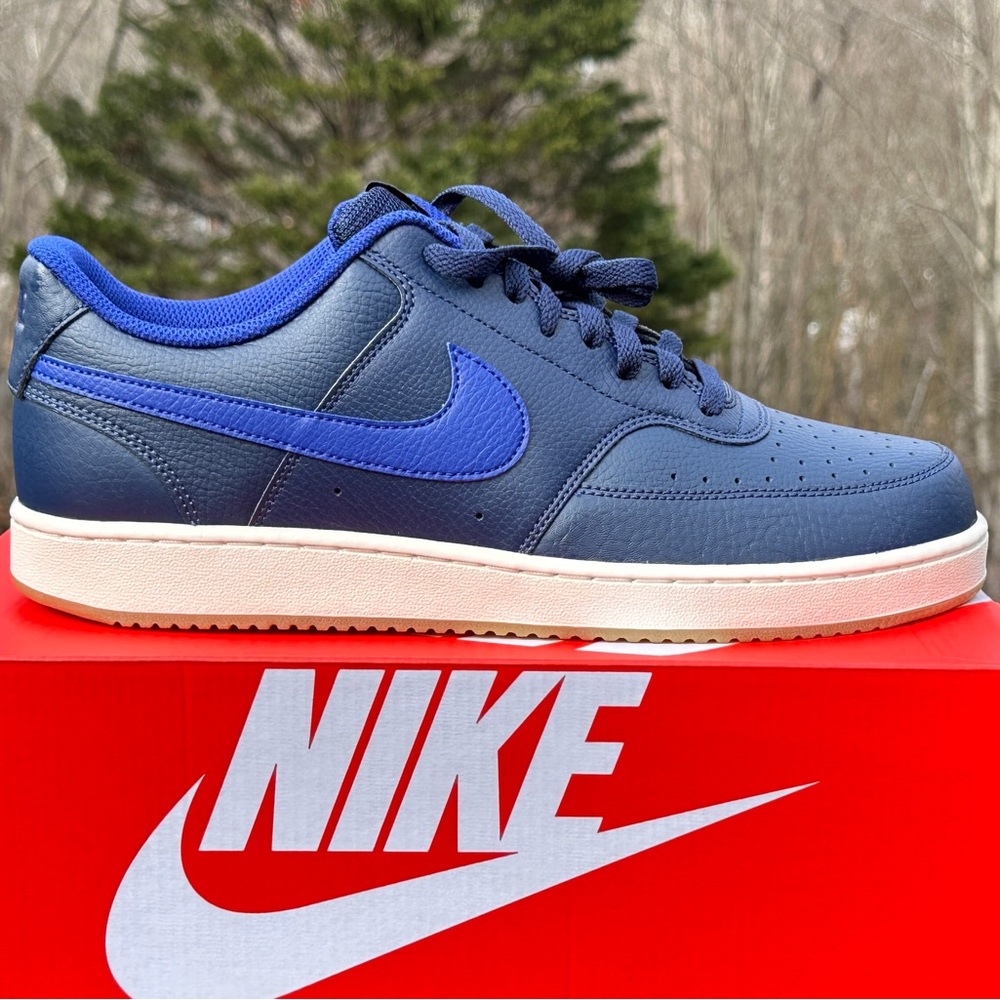 Nike Court Vision Mens 11.5 Womens 13 Unisex Blue Lifestyle Casual Sneaker NEW - Picture 2 of 10